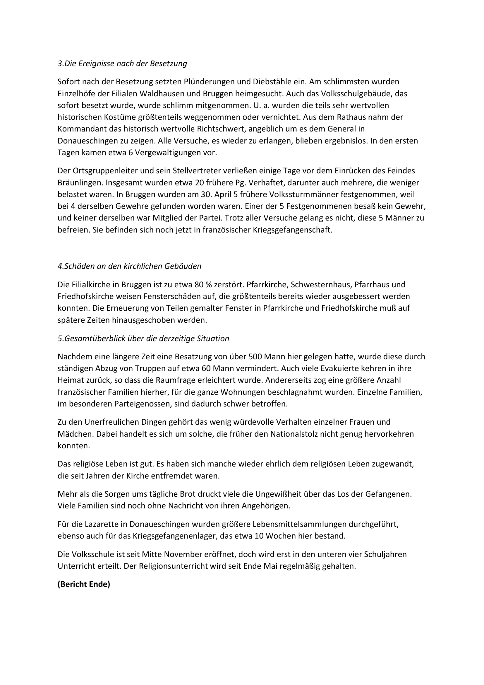 Bericht des Stadtpfarramtes über das Jahr 1945 - Dekan Kaspar Hanner (Seite 2)