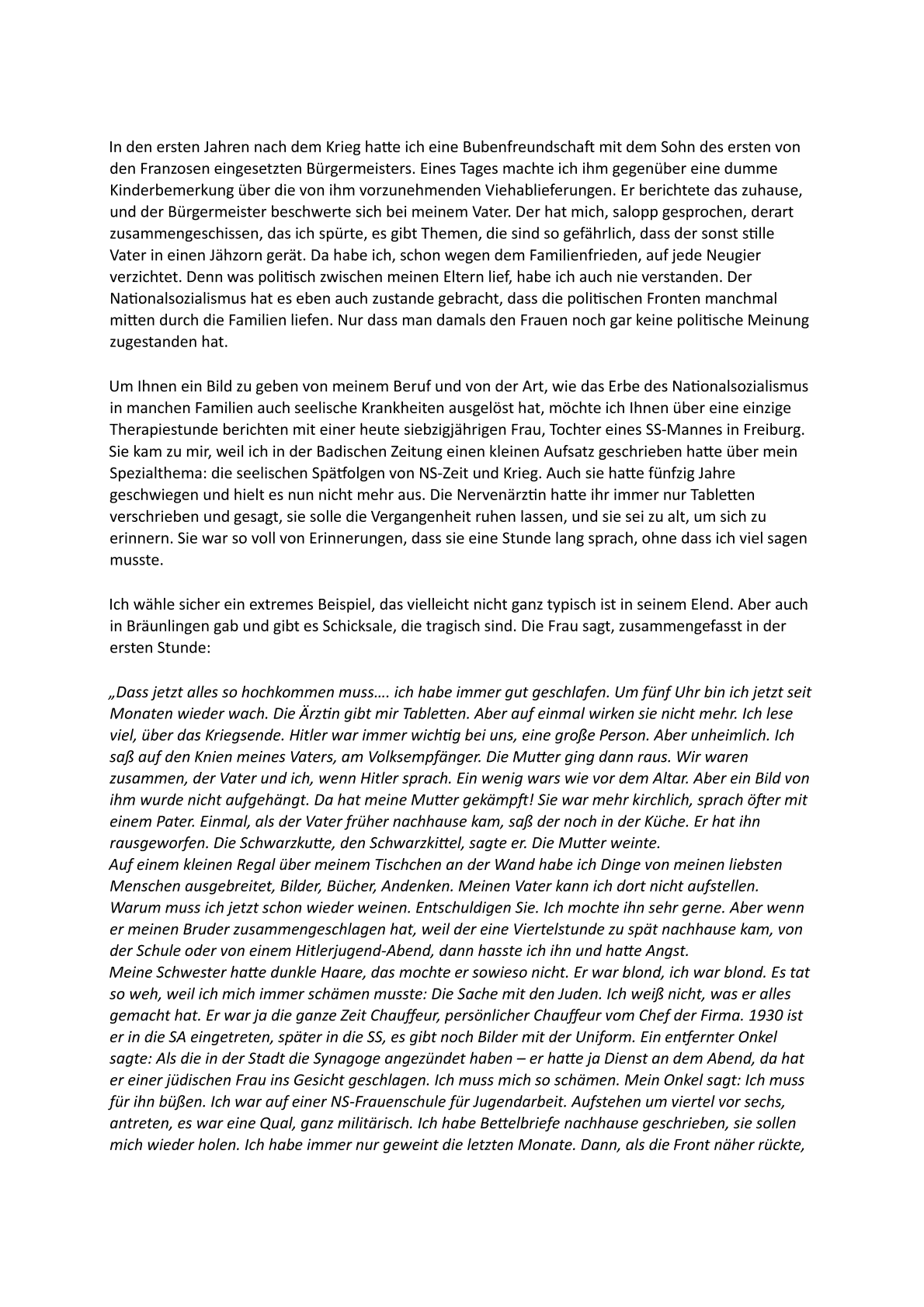 Die Arbeit der Erinnerung an NS-Zeit und Krieg - Von Dr. Tilmann Moser. – Vortrag am Volkstrauertag, 17.11.1996, in Bräunlingen (Seite 3) 