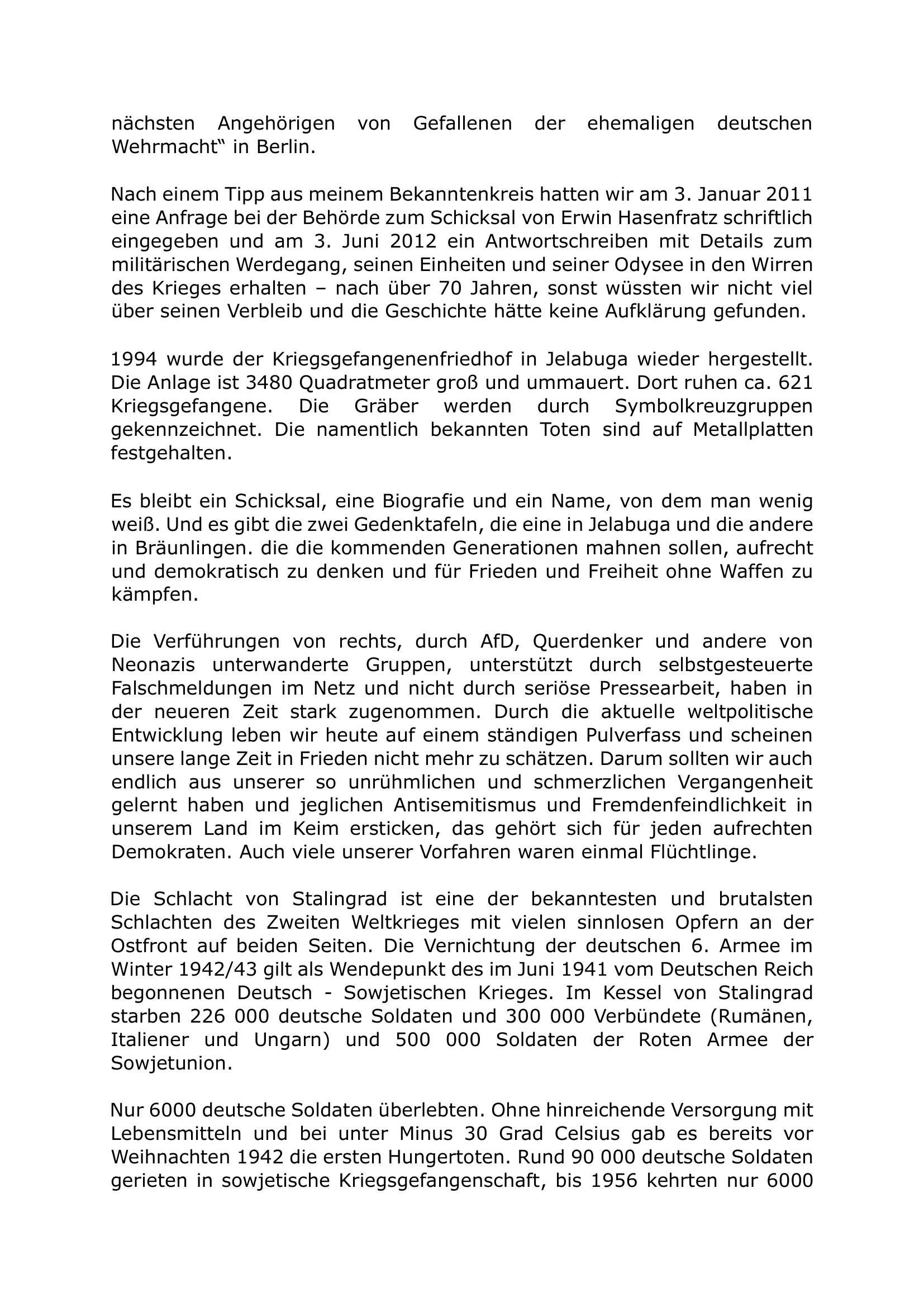 Vermisst – was heißt das? Erwin Hasenfratz. Ein vermisster Soldat aus Bräunlingen.  - Von Wolfgang Kropfreiter (März 2026) - (Seite 4)